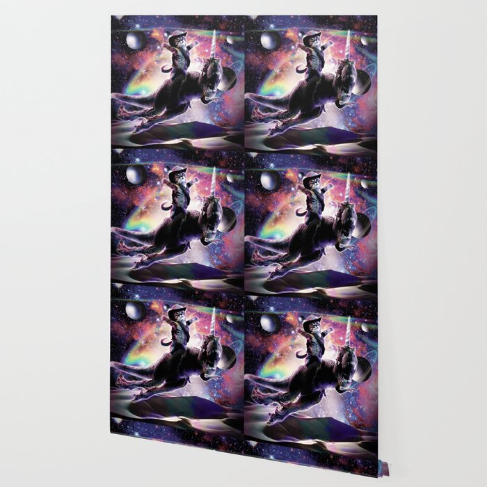 Galaxy Cat On Dinosaur Unicorn In Space Wallpaper By Randomgalaxy