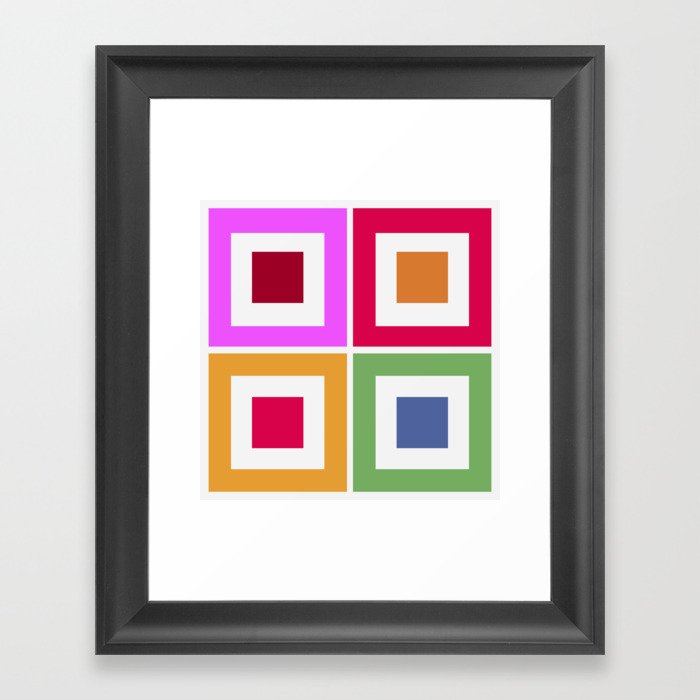 Phoebe - Colorful Minimal Classic Geometric 90s Square Art Design Pattern III Framed Art Print