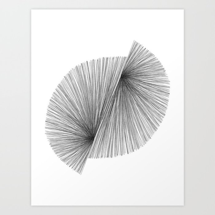 Black and White Mid Century Modern Geometric Abstract Art Print by