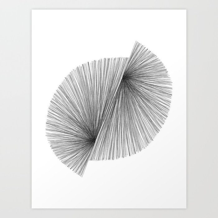 Black and White Mid Century Modern Geometric Abstract Art Print