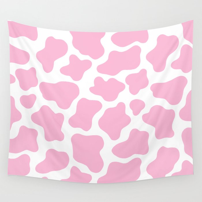 Pink Cow Print Wall Tapestry