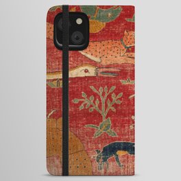Animal Grotesques Mughal Carpet Fragment Digital Painting iPhone Wallet Case