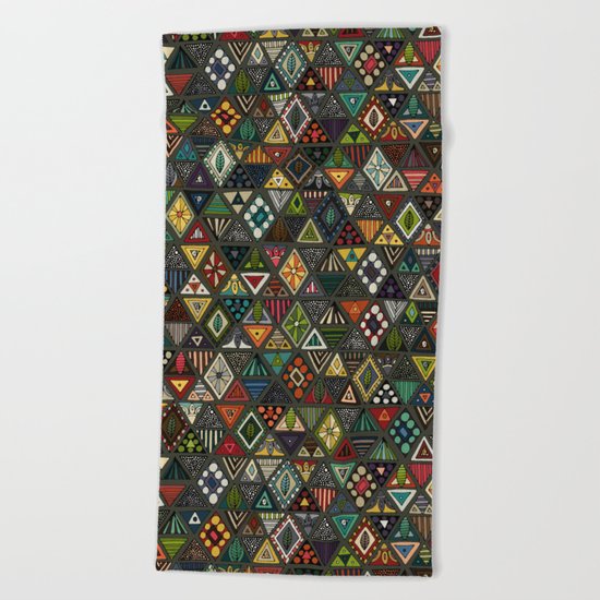 sun bear geo dark Beach Towel