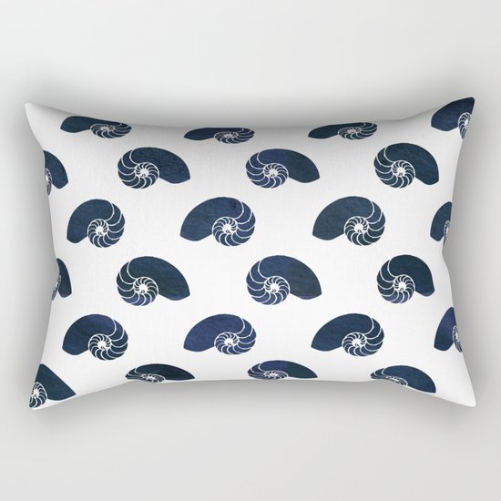 Navy blue maritime sea shell pattern- Animals Rectangular Pillow
