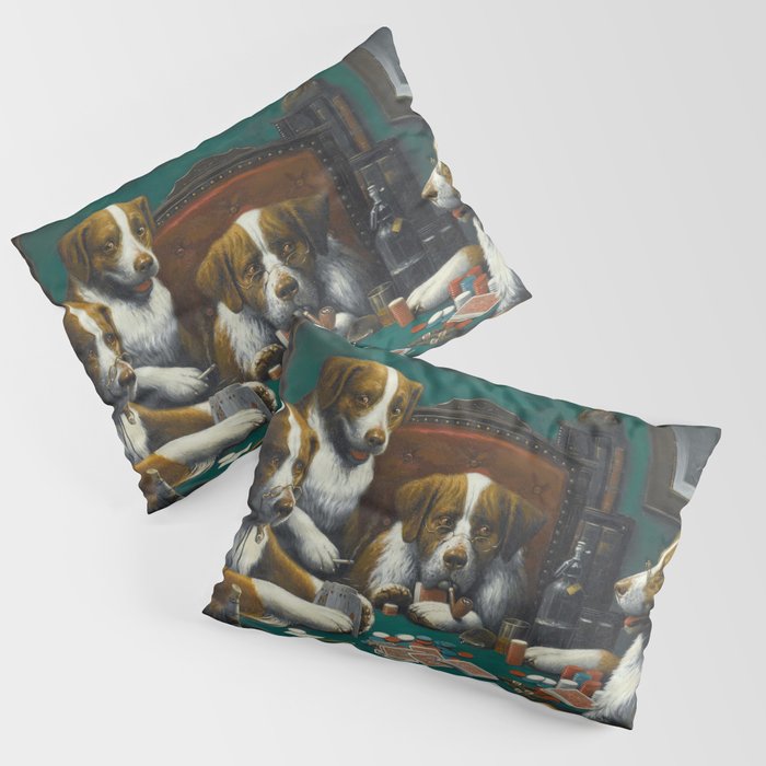 Poker Game (1894) Dogs Playing Poker Painting Cassius Marcellus Coolidge  Pillow Sham