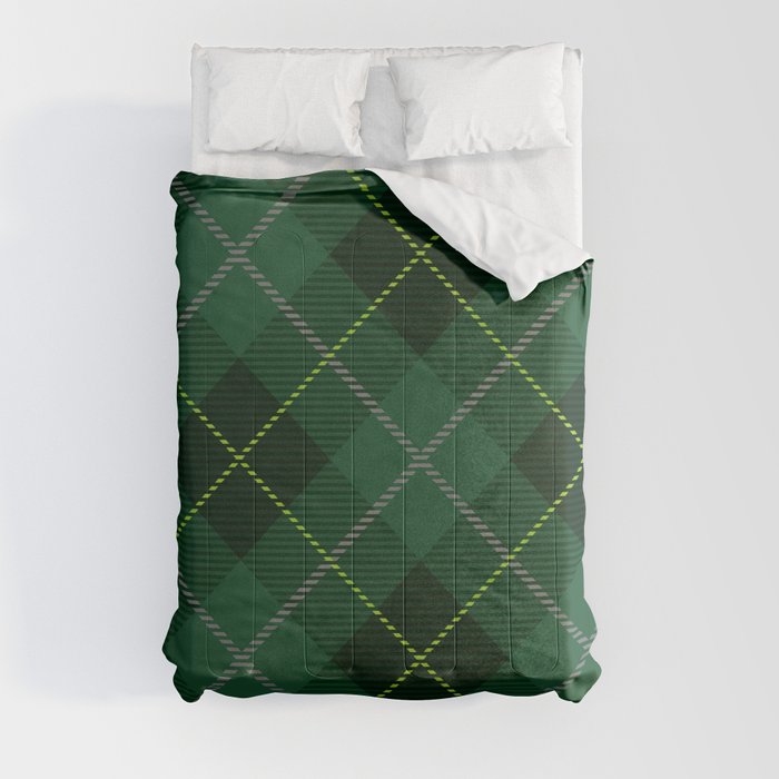 Irish Quilt Green Plaid Tartan Pattern Comforter