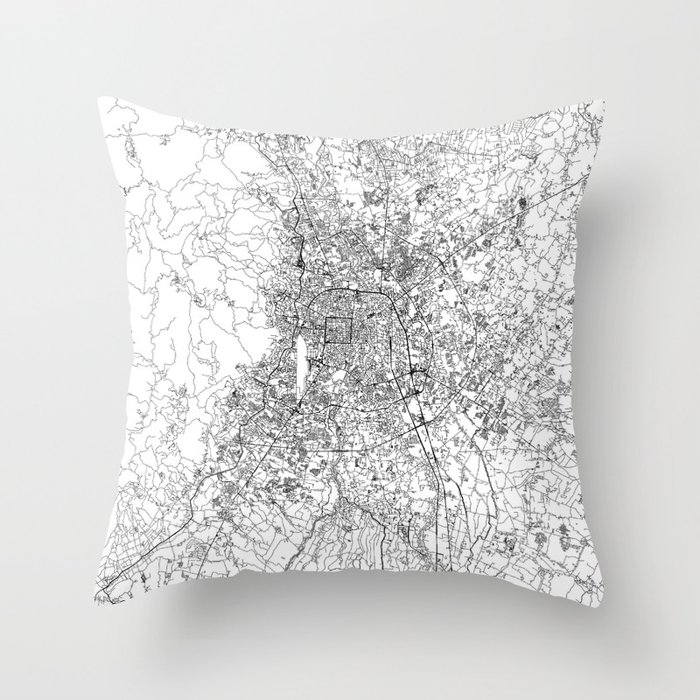 Chiang Mai White Map Throw Pillow