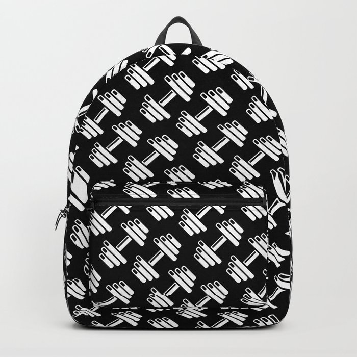Dumbbellicious inverted / Black and white dumbbell pattern Backpack