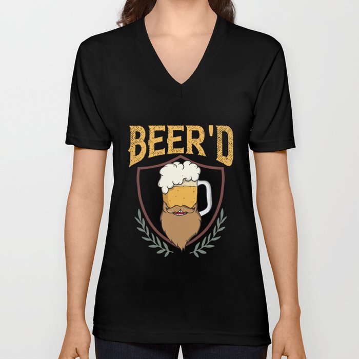 Beard And Beer Drinking Hair Growing Growth V Neck T Shirt