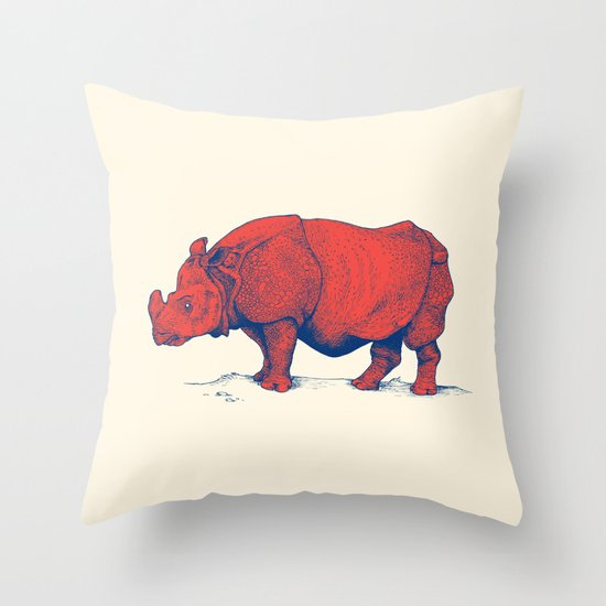 Red Rhino Throw Pillow
