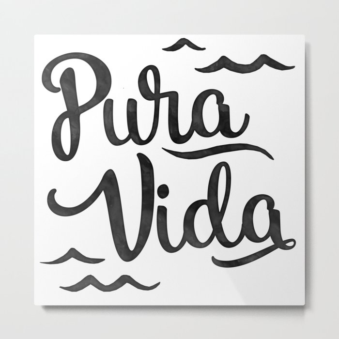 Pura Vida Costa Rica Waves In Black Metal Print By Erinmorris Society6