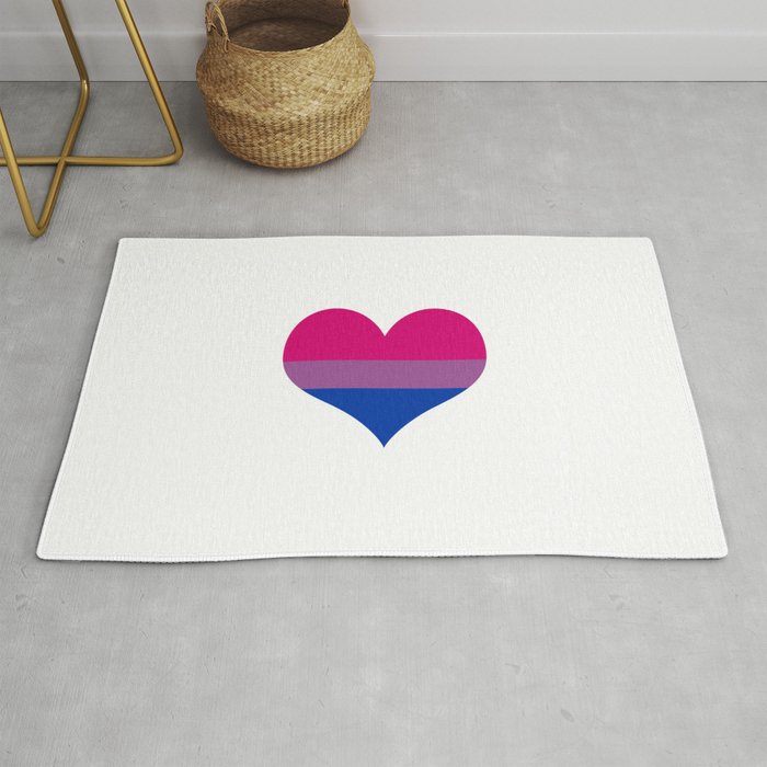 Bisexual pride flag colors in a heart shape Rug
