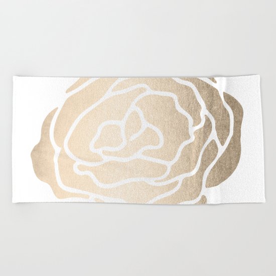 Rose White Gold Sands on White Beach Towel