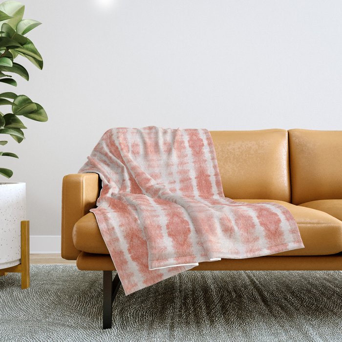 Shibori Stripe Coral Blush Throw Blanket by Byre Wilde Society6