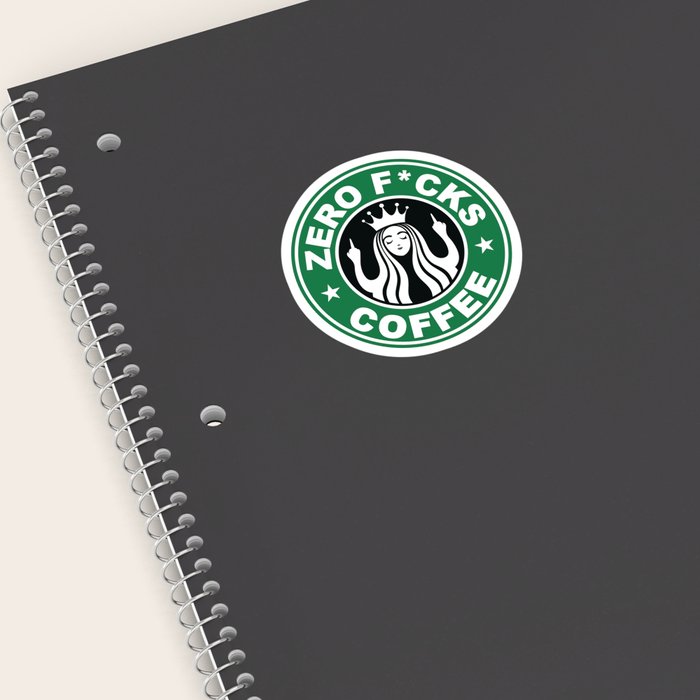 Starbucks Logo Parody Zero Fucks Middle Finger Flipping Off Funny Humor Cafe Coffee Sticker By Rmbartill Society6