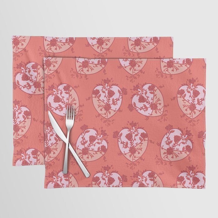 Romantic, modern love rose, floral motif with vintage feel Placemat
