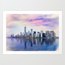 Pastel drawing of the New York Manhattan Skyline Art Print