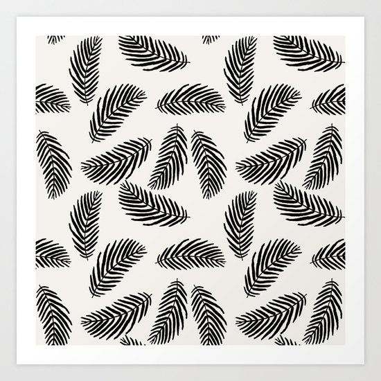 Palm trees black and white tropical minimal ocean seaside socal beach life pattern Art Print