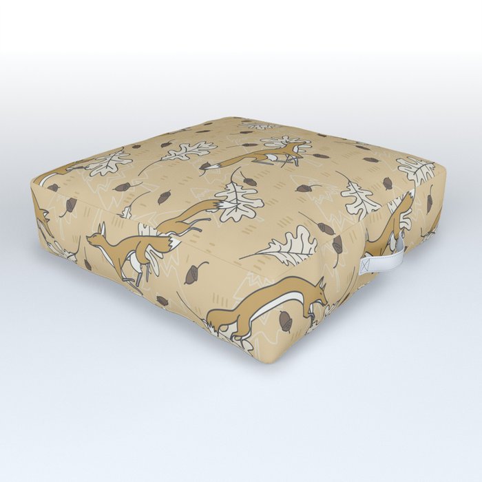 Fox Forest in Gold Outdoor Floor Cushion