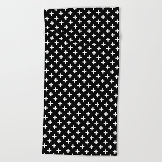 Simple Scandinavian black and white pattern . Beach Towel