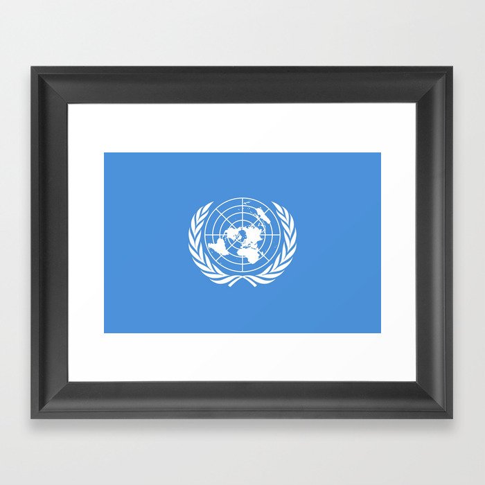 Flag on United nations -Un,World,peace,Unesco,Unicef,human rights,sky,blue,pacific,people,state,onu Framed Art Print