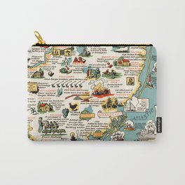 1935 Vintage Pictorial Map of New Jersey Carry-All Pouch | Newark, Drawing, Newjersey, Newengland, Edison, Antique, Map, Eastcoast, Newyork, Usa 
