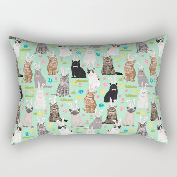Cat easter bunny spring cute cat breeds cat lady kittens pattern Rectangular Pillow