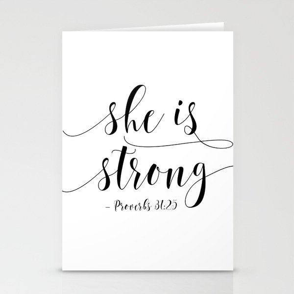 She Is Strong Proverbs 31 25 Nursery Girls Gift For Her Women Gift Feminism Gift Bedroom Decor Stationery Cards By Aleksmorin