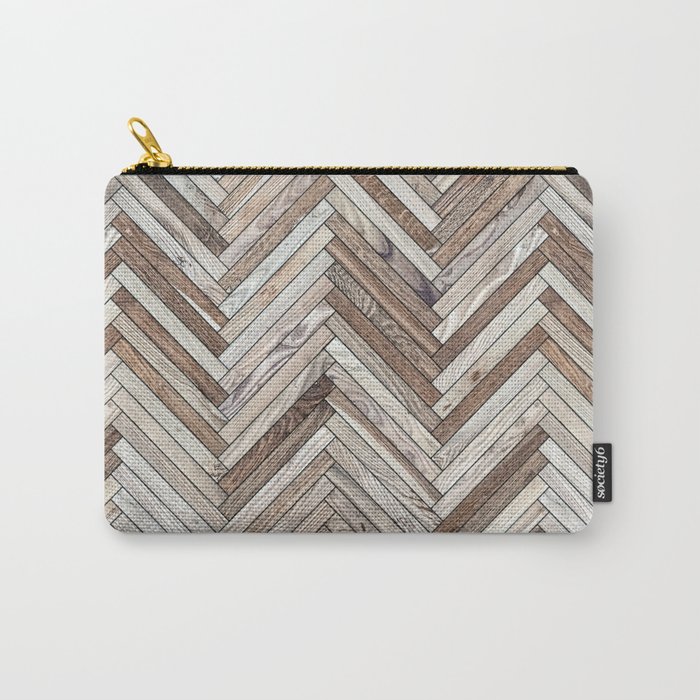 Seamless texture of wood parquet (herringbone). Floor natural pattern Carry-All Pouch