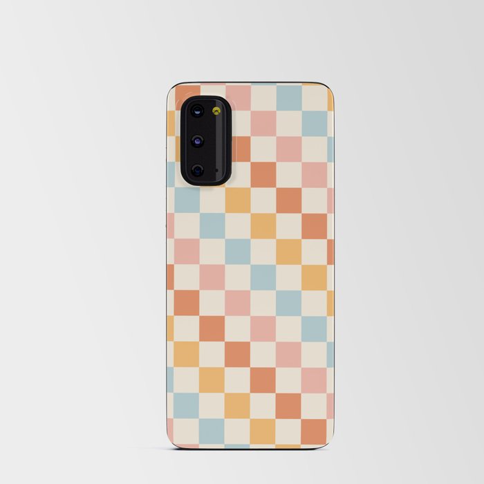 Diagonal Check Stripe Pattern in Light Muted Orange Blush Blue Cream  Android Card Case