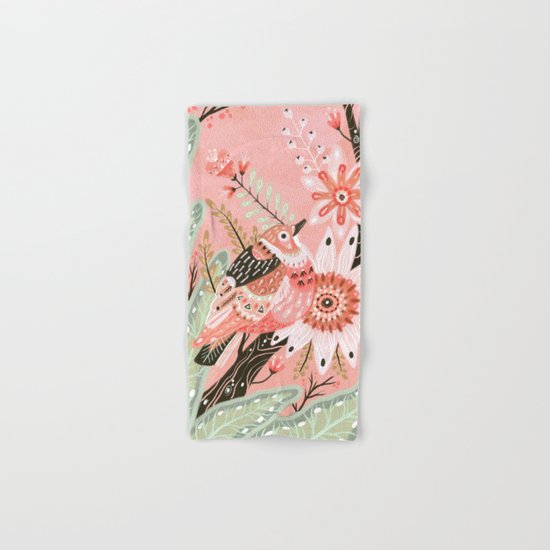 Little Pink Bird Hand & Bath Towel
