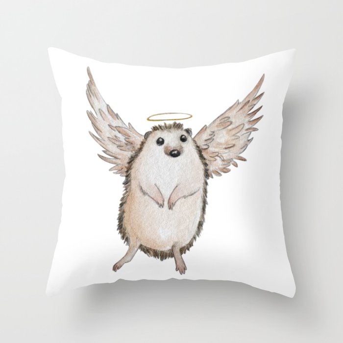 Angel hedgehog Throw Pillow
