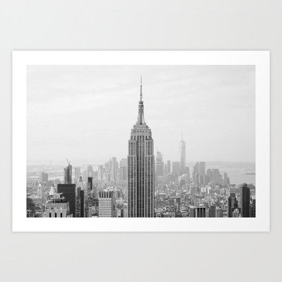 Black and White Empire State Building Manhattan New York Art Print