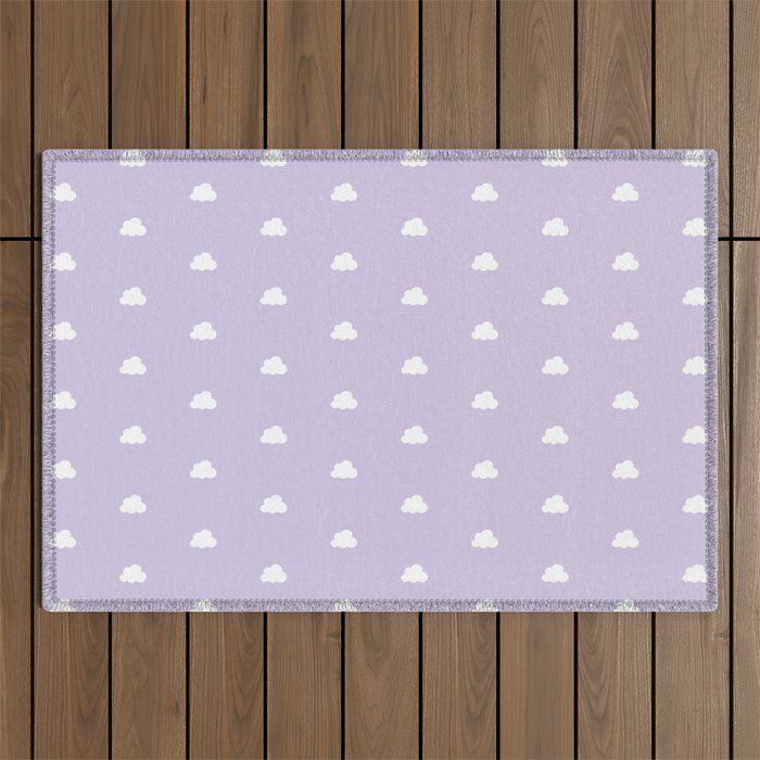 Lilac background with small white clouds pattern Outdoor Rug