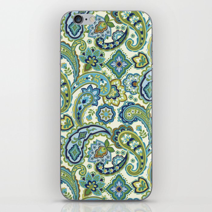 Blue and Green Paisley iPhone Skin