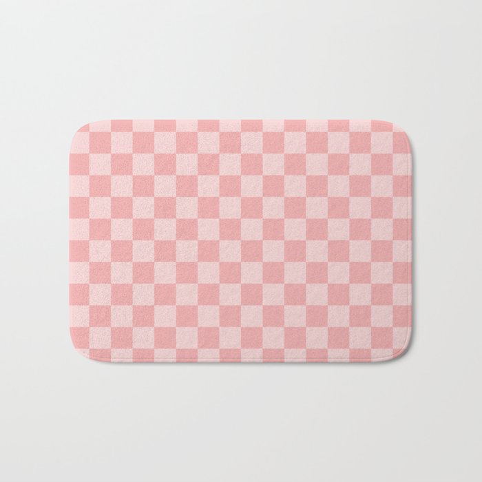 Large Lush Blush Pink Checkerboard Squares Bath Mat