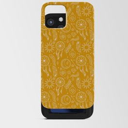 Mustard And White Hand Drawn Boho Pattern iPhone Card Case
