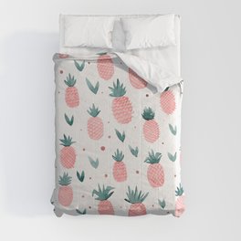 Watercolor pineapples - pastel pink Comforter