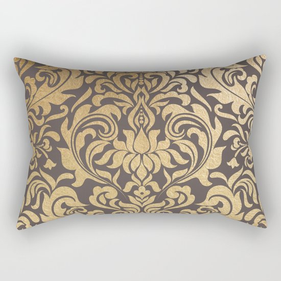Gold swirls damask #9 Rectangular Pillow