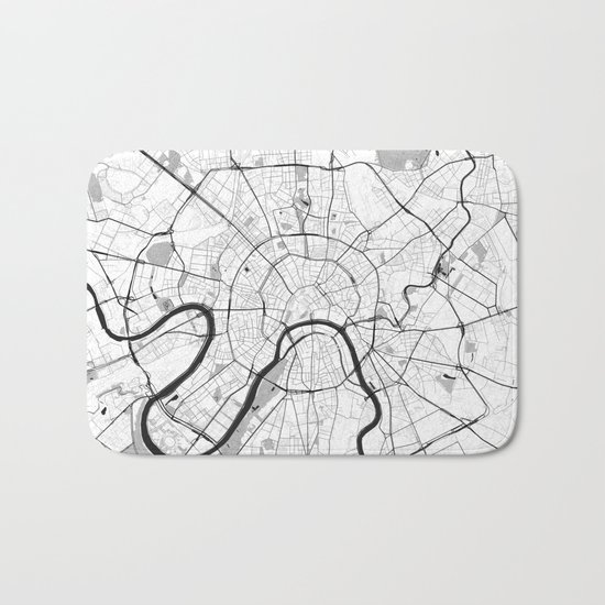 Moscow Map Gray Bath Mat