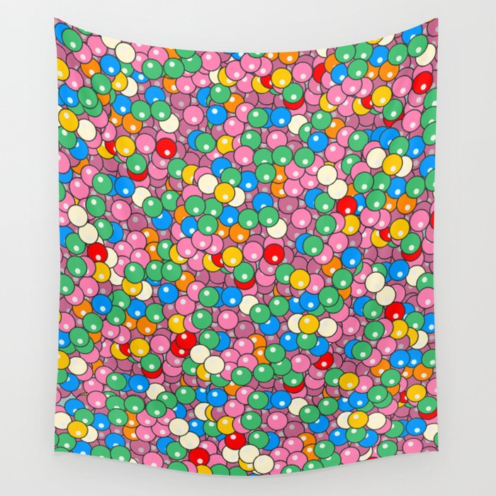 Bubble Gum Balls Juicy Tropical Fruity Wall Tapestry