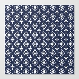 Navy Blue and White Native American Tribal Pattern Canvas Print