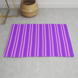 [ Thumbnail: Violet and Purple Colored Stripes/Lines Pattern Rug ]