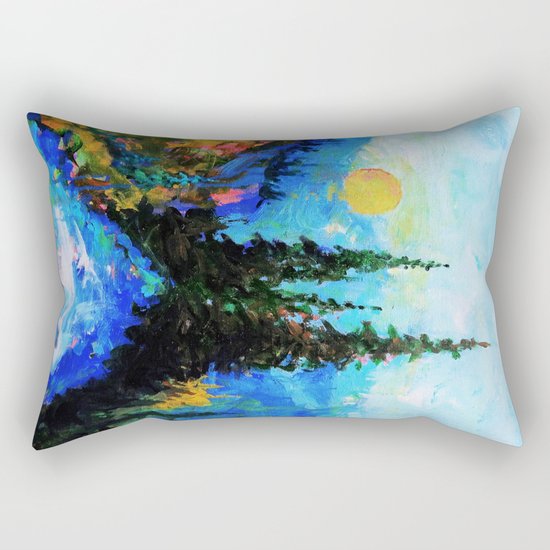 Mountain Blues Painting Rectangular Pillow