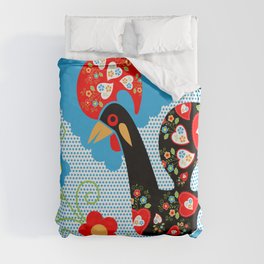 Portuguese Rooster of Luck with blue dots Duvet Cover