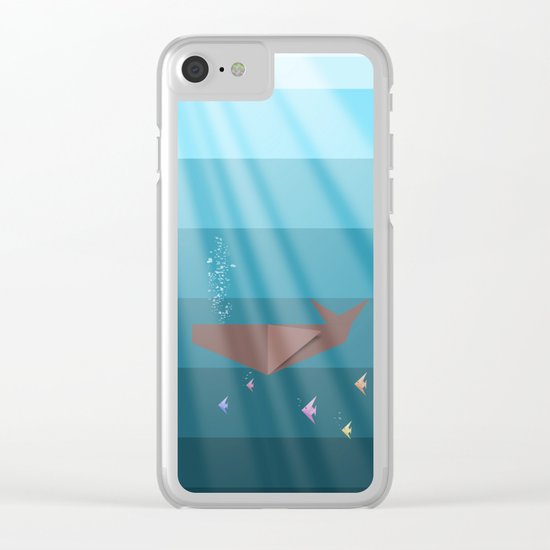 LIVING SEA (origami animals whales) Clear iPhone Case