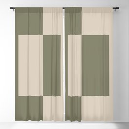 Light Beige Green Minimal Square Design 2021 Color of the Year Uptown Ecru and Sage Blackout Curtain