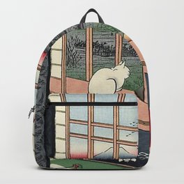 Utagawa Hiroshige Japanese Woodblock Cat Backpack | Utagawa, Kitty, Asia, Woodblock, Ricefields, Cat, Japan, Artist, Vintage, Japanese 