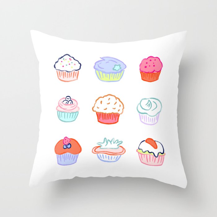 Colorful Muffins Throw Pillow