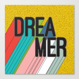 Dreamer Typography Color Poster Dream Imagine Canvas Print